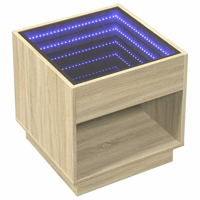 Bedside Table with Infinity LED Sonoma Oak 50x50x50 cm