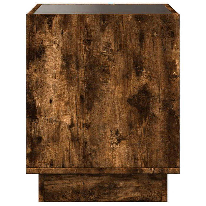 Bedside Table with Infinity LED Smoked Oak 50x50x50 cm