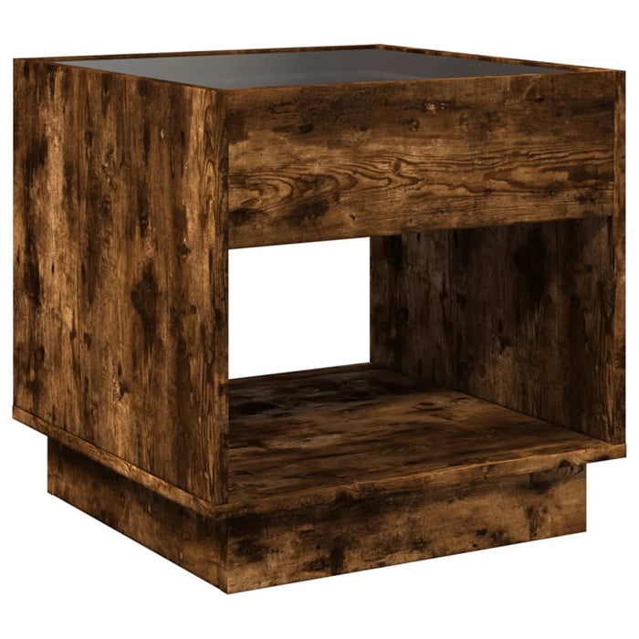 Bedside Table with Infinity LED Smoked Oak 50x50x50 cm