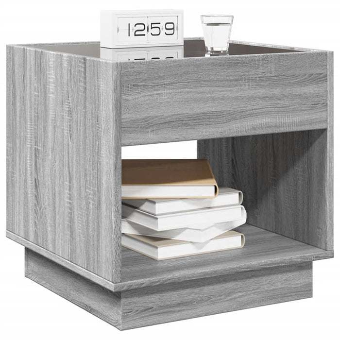 Bedside Table with Infinity LED Grey Sonoma 50x50x50 cm