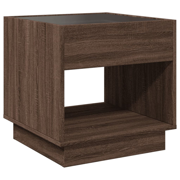 Bedside Table with Infinity LED Brown Oak 50x50x50 cm