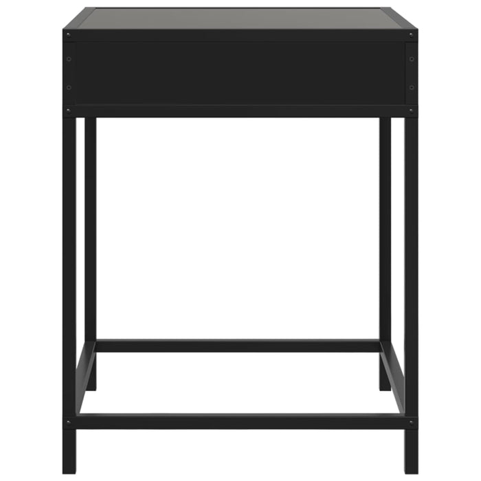 Bedside Table with Infinity LED Black 40x40x51 cm