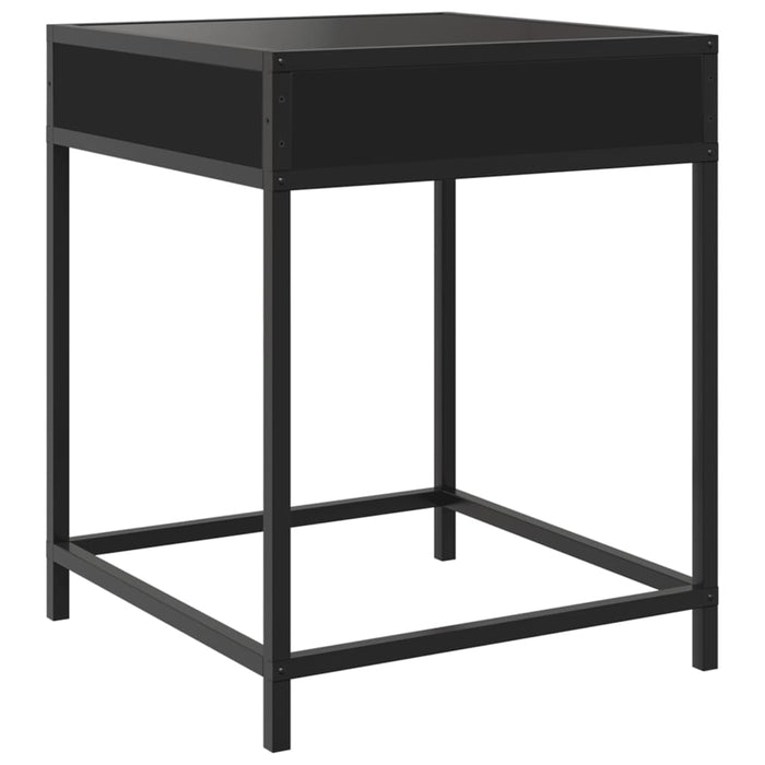 Bedside Table with Infinity LED Black 40x40x51 cm