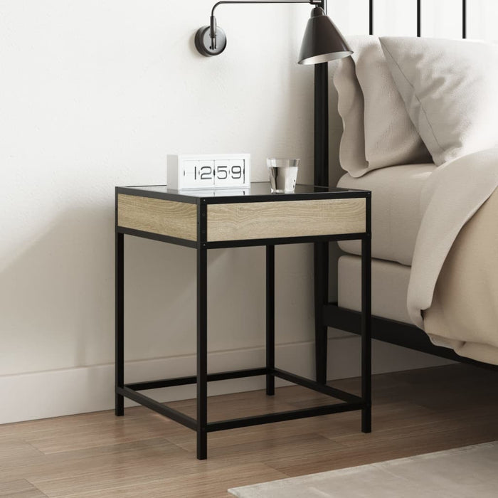 Bedside Table with Infinity LED Sonoma Oak 40x40x51 cm