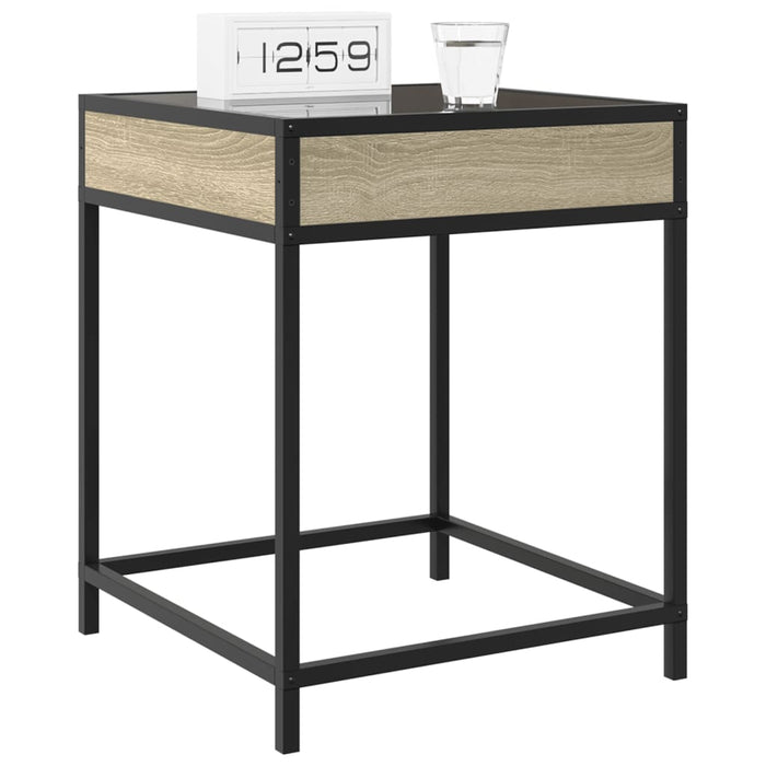 Bedside Table with Infinity LED Sonoma Oak 40x40x51 cm