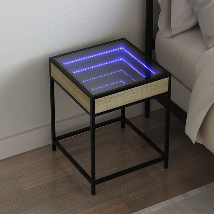 Bedside Table with Infinity LED Sonoma Oak 40x40x51 cm