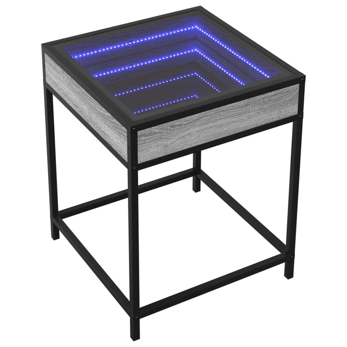 Bedside Table with Infinity LED Grey Sonoma 40x40x51 cm