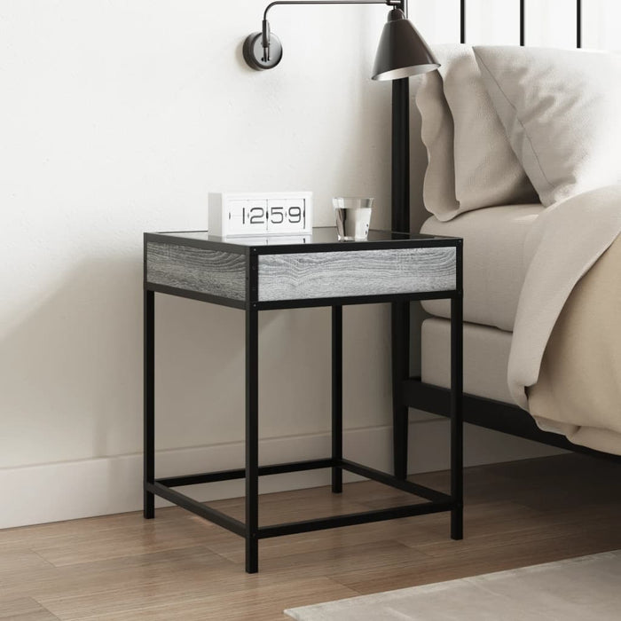 Bedside Table with Infinity LED Grey Sonoma 40x40x51 cm