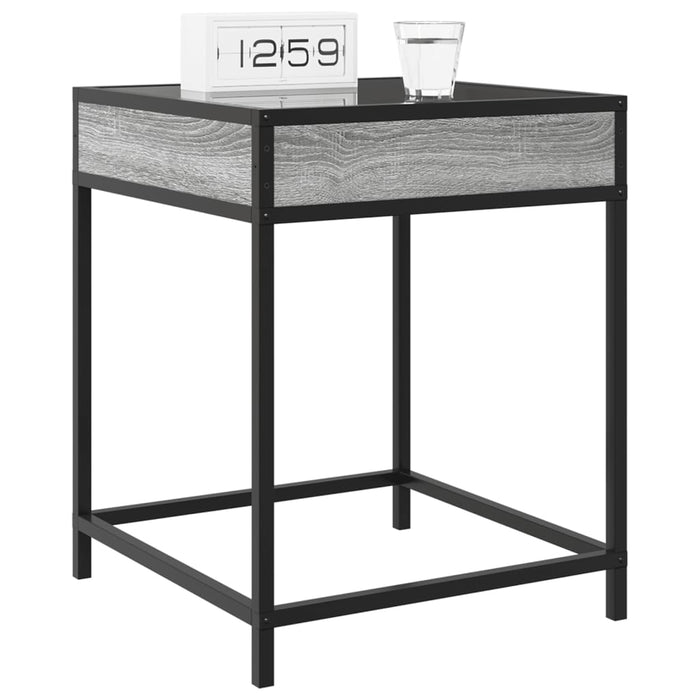 Bedside Table with Infinity LED Grey Sonoma 40x40x51 cm