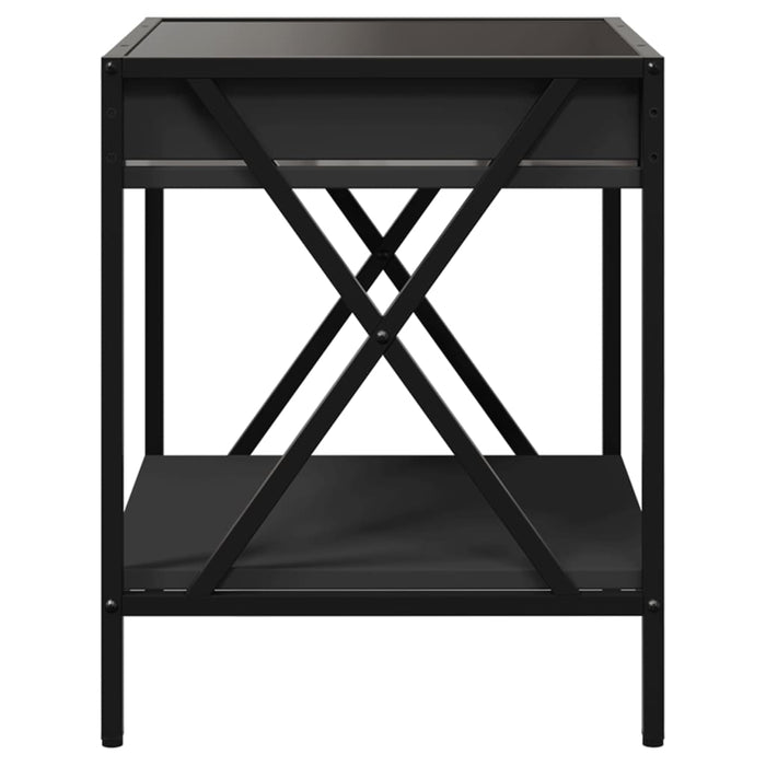 Bedside Table with Infinity LED Black 40x40x49 cm