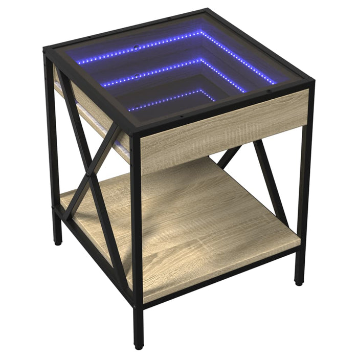 Bedside Table with Infinity LED Sonoma Oak 40x40x49 cm