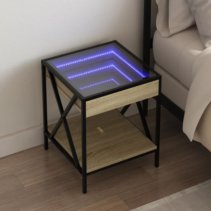 Bedside Table with Infinity LED Sonoma Oak 40x40x49 cm