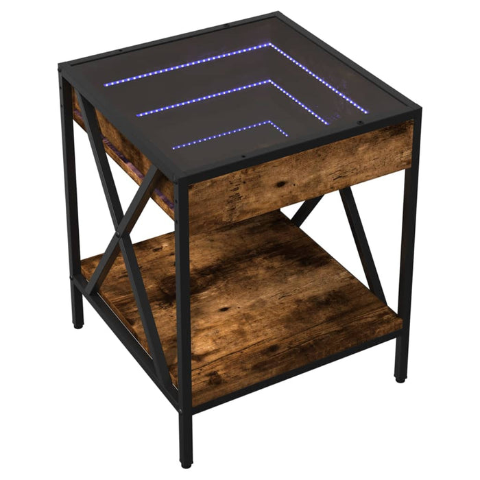 Bedside Table with Infinity LED Smoked Oak 40x40x49 cm