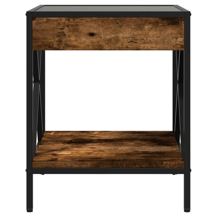 Bedside Table with Infinity LED Smoked Oak 40x40x49 cm