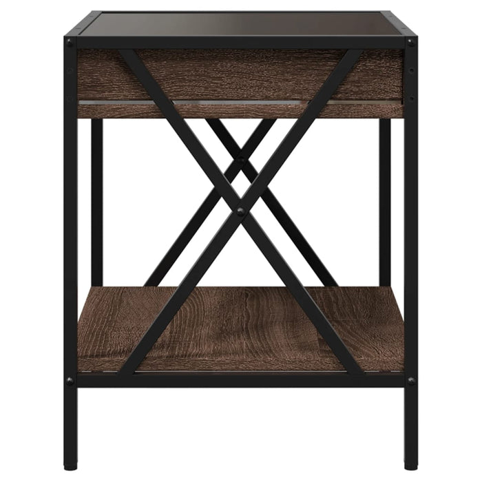 Bedside Table with Infinity LED Brown Oak 40x40x49 cm