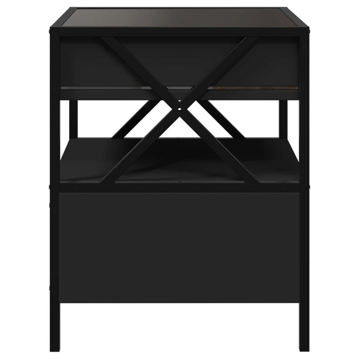 Bedside Table with Infinity LED Black 40x40x51 cm