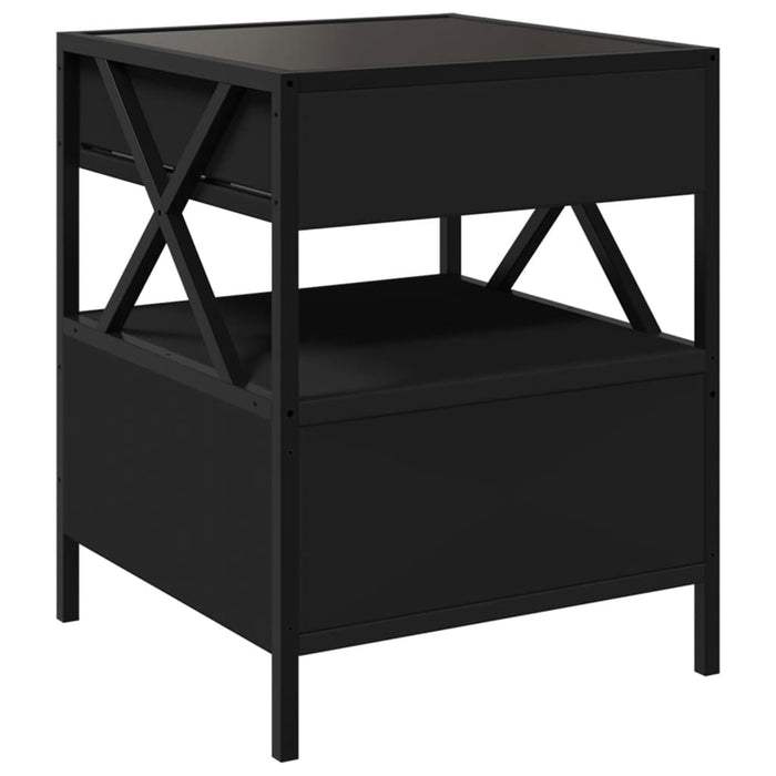 Bedside Table with Infinity LED Black 40x40x51 cm