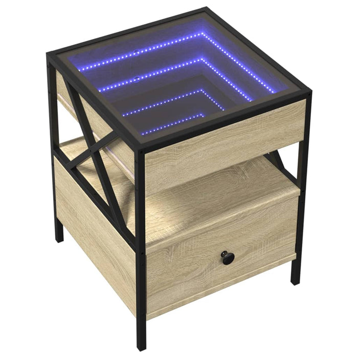 Bedside Table with Infinity LED Sonoma Oak 40x40x51 cm