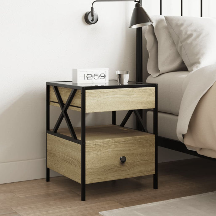 Bedside Table with Infinity LED Sonoma Oak 40x40x51 cm