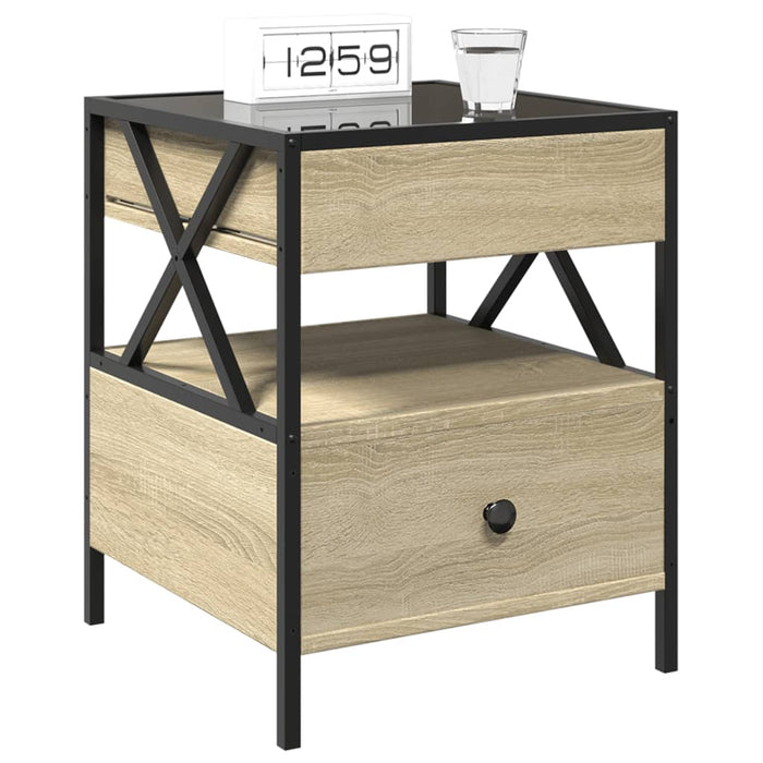 Bedside Table with Infinity LED Sonoma Oak 40x40x51 cm