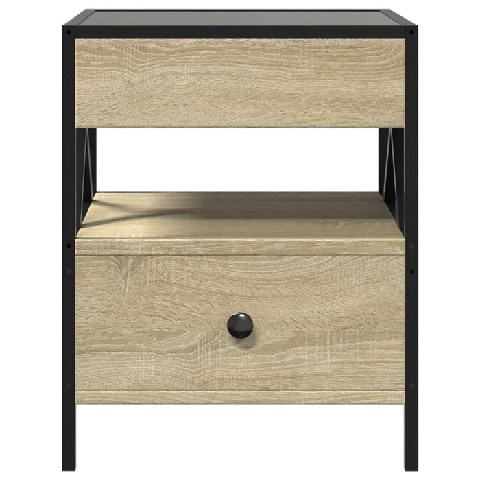 Bedside Table with Infinity LED Sonoma Oak 40x40x51 cm