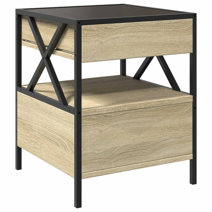 Bedside Table with Infinity LED Sonoma Oak 40x40x51 cm