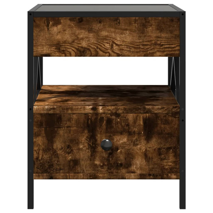 Bedside Table with Infinity LED Smoked Oak 40x40x51 cm