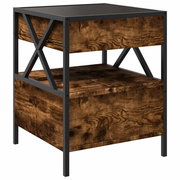 Bedside Table with Infinity LED Smoked Oak 40x40x51 cm