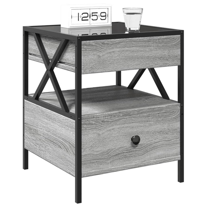 Bedside Table with Infinity LED Grey Sonoma 40x40x51 cm