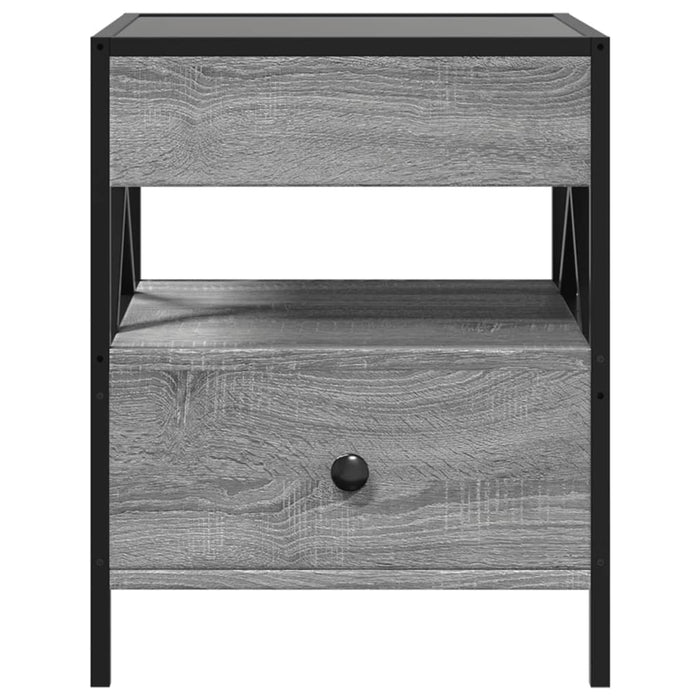 Bedside Table with Infinity LED Grey Sonoma 40x40x51 cm