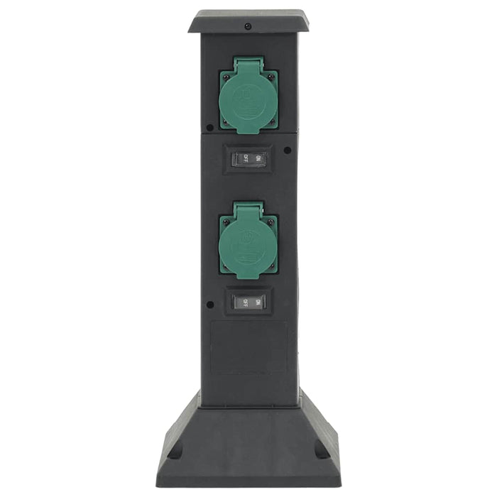 Outdoor Socket Column 4-Way Black and Green 16x16x39.5 cm