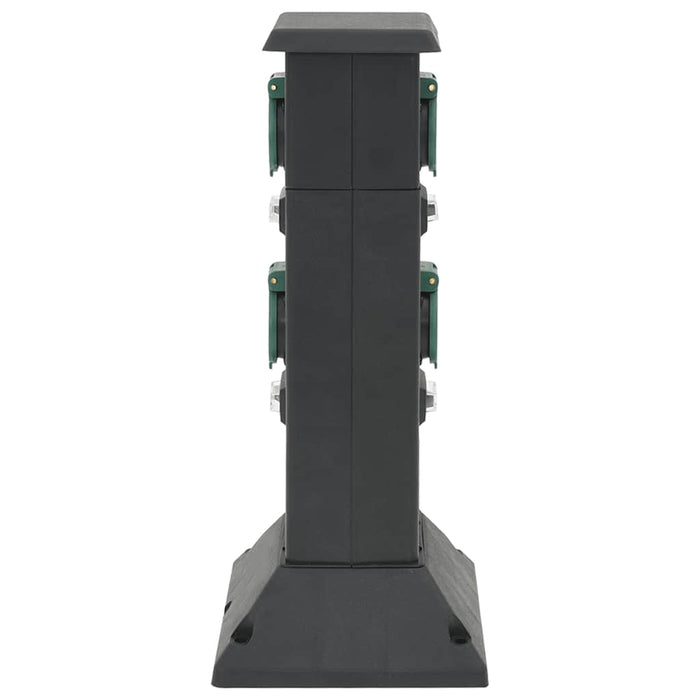 Outdoor Socket Column 4-Way Black and Green 16x16x39.5 cm