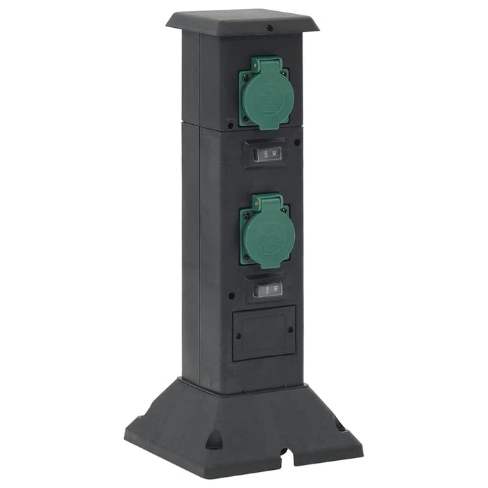 Outdoor Socket Column 4-Way Black and Green 16x16x39.5 cm