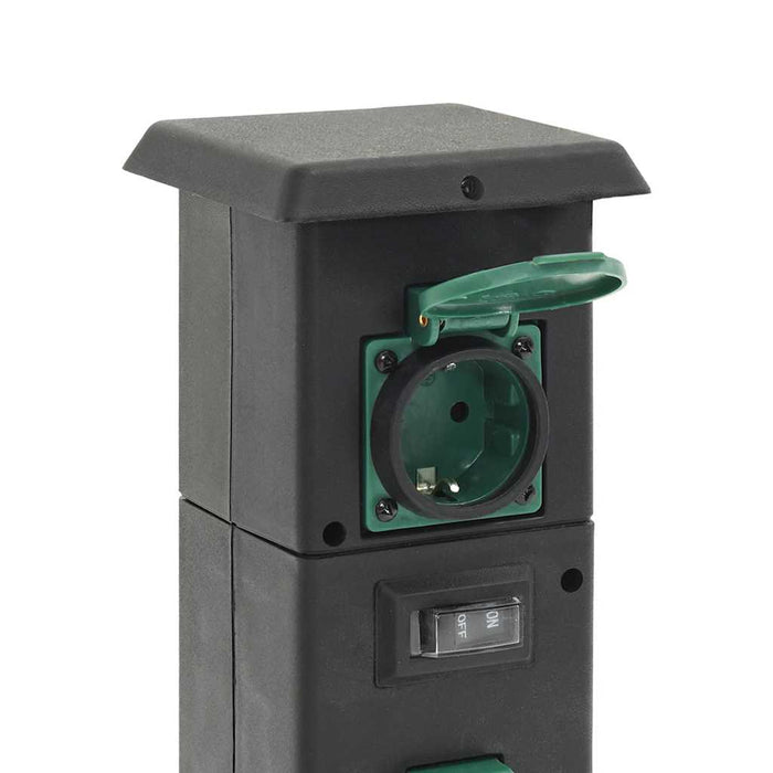 Outdoor Socket Column 4-Way Black and Green 16x16x39.5 cm