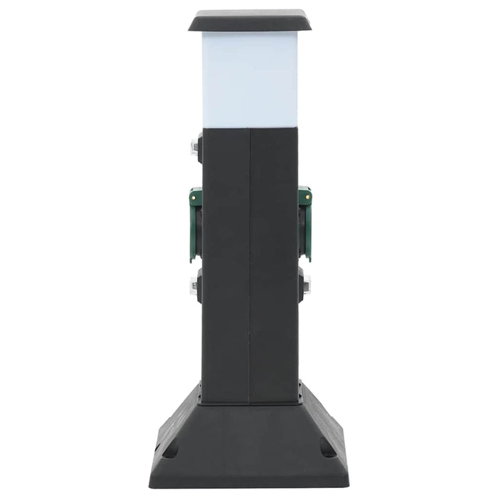 Outdoor Socket Column with Lamp and Spike 2-Way 16x16x39.5 cm