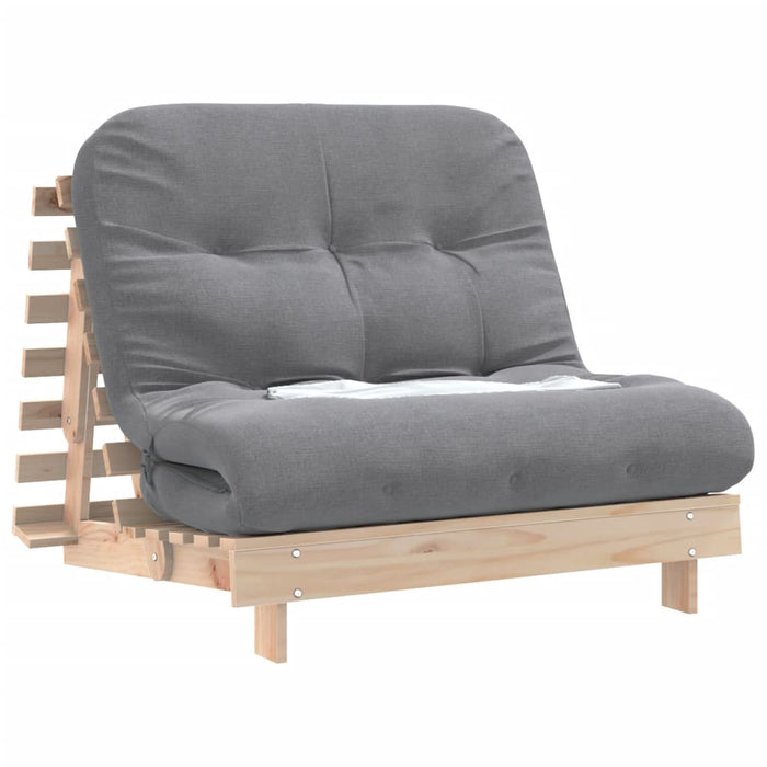 Futon Sofa Bed with Mattress 100x206x11 cm Solid Wood Pine