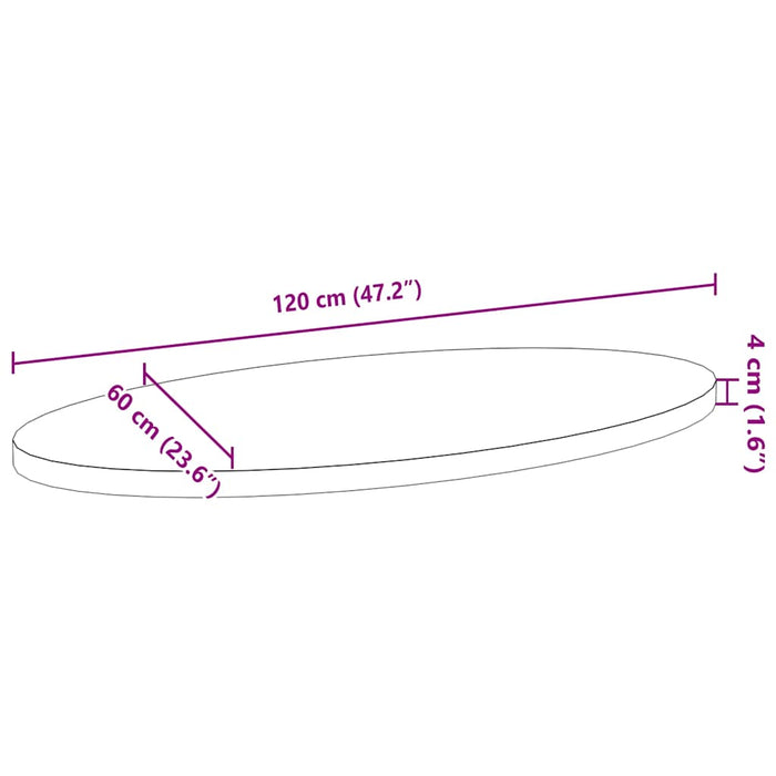 Table Top 120x60x4 cm Solid Wood Oak Oval