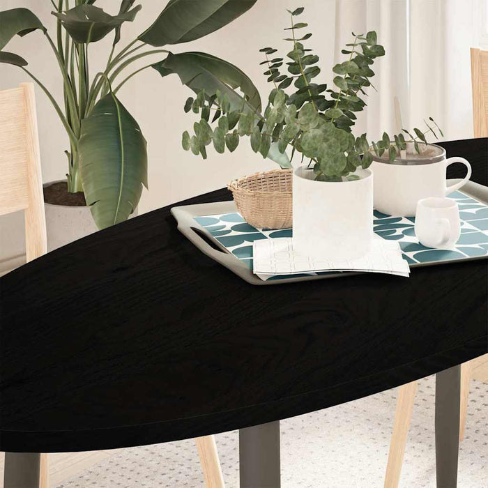 Table Top Dark Brown 140x60x2 cm Solid Wood Oak Oval