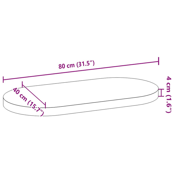 Table Top 80x40x4 cm Solid Wood Oak Oval