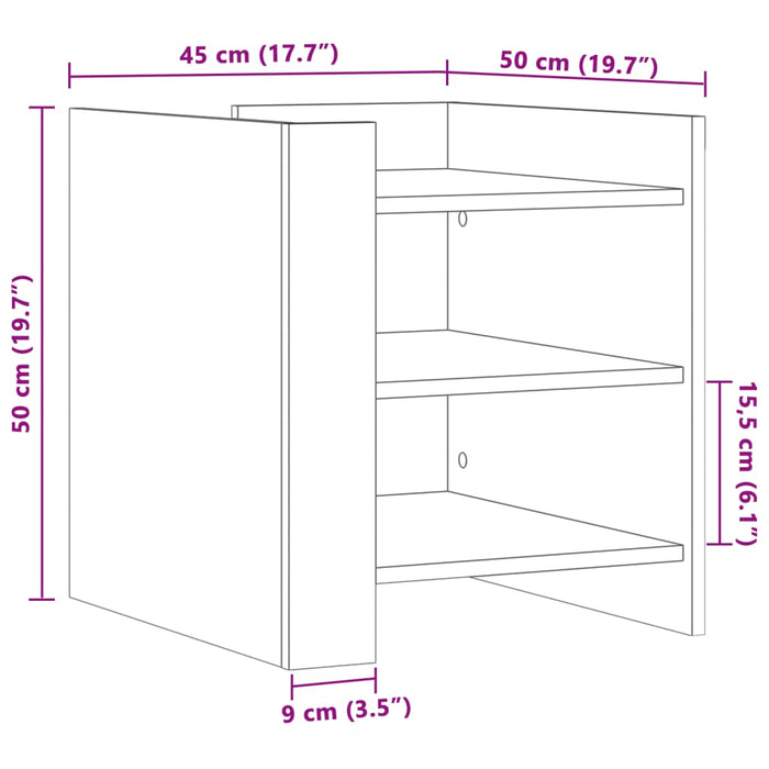 Bedside Cabinet White 45x50x50 cm Engineered Wood