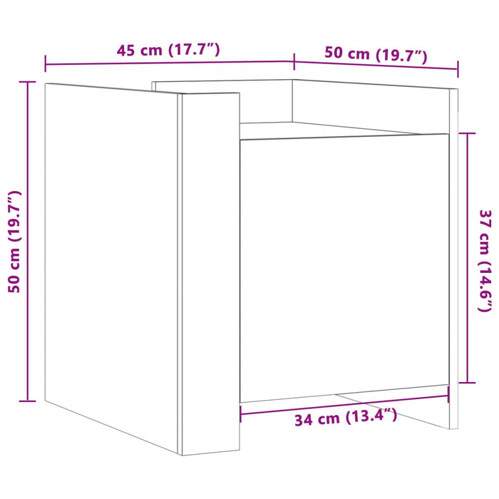 Bedside Cabinet Brown Oak 45x50x50 cm Engineered Wood