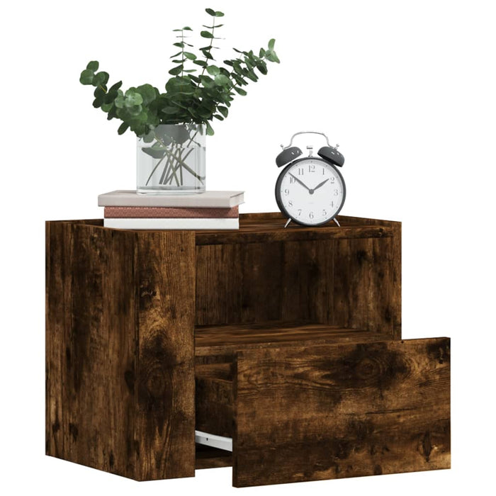 Wall-mounted Bedside Cabinet Smoked Oak 45x30x35 cm