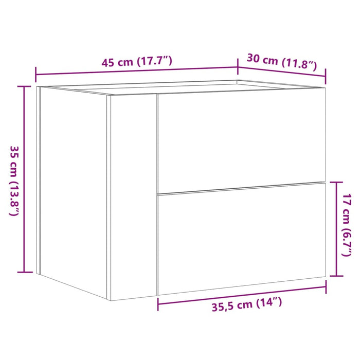 Прикроватная тумба настенная черная 45x30x35 см