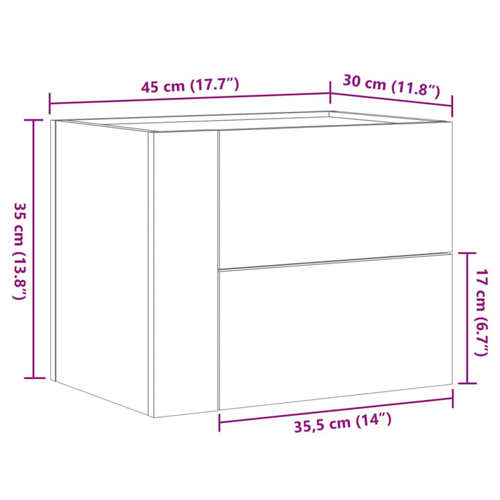 Прикроватная тумбочка настенная Бетонно-серый 45x30x35 см