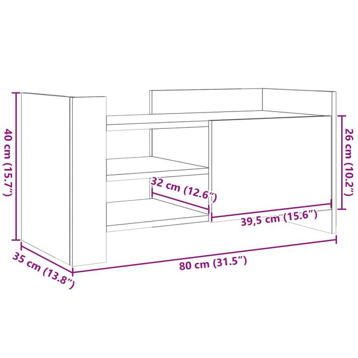 Тумба под телевизор, белая, 80x35x40 см, инженерная древесина