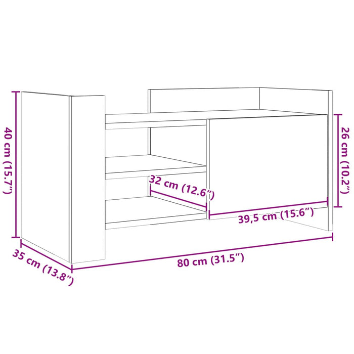 ТВ Шкаф Бетонно Сив 80x35x40 см Инженерно Дърво