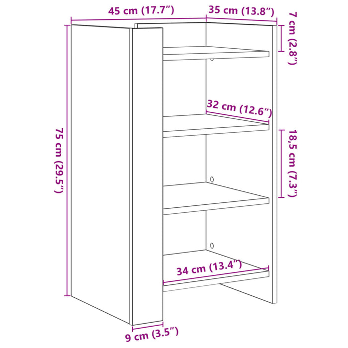 Буфет черный 45x35x75 см, композитная древесина