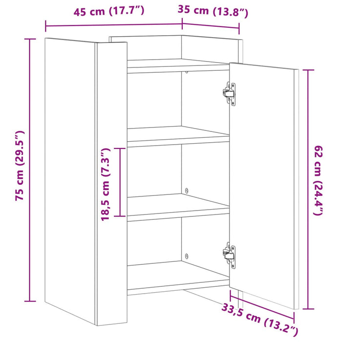 Бюфет опушен дъб 45x35x75 см инженерно дърво