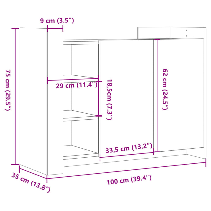 Буфет Белый 100x35x75 см Инженерное дерево