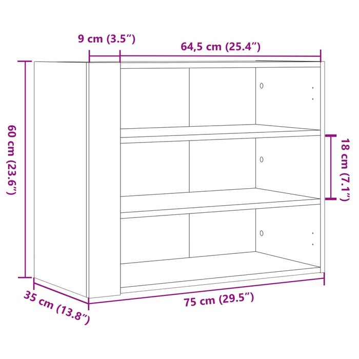 Стенен шкаф черен 75x35x60 см инженерно дърво